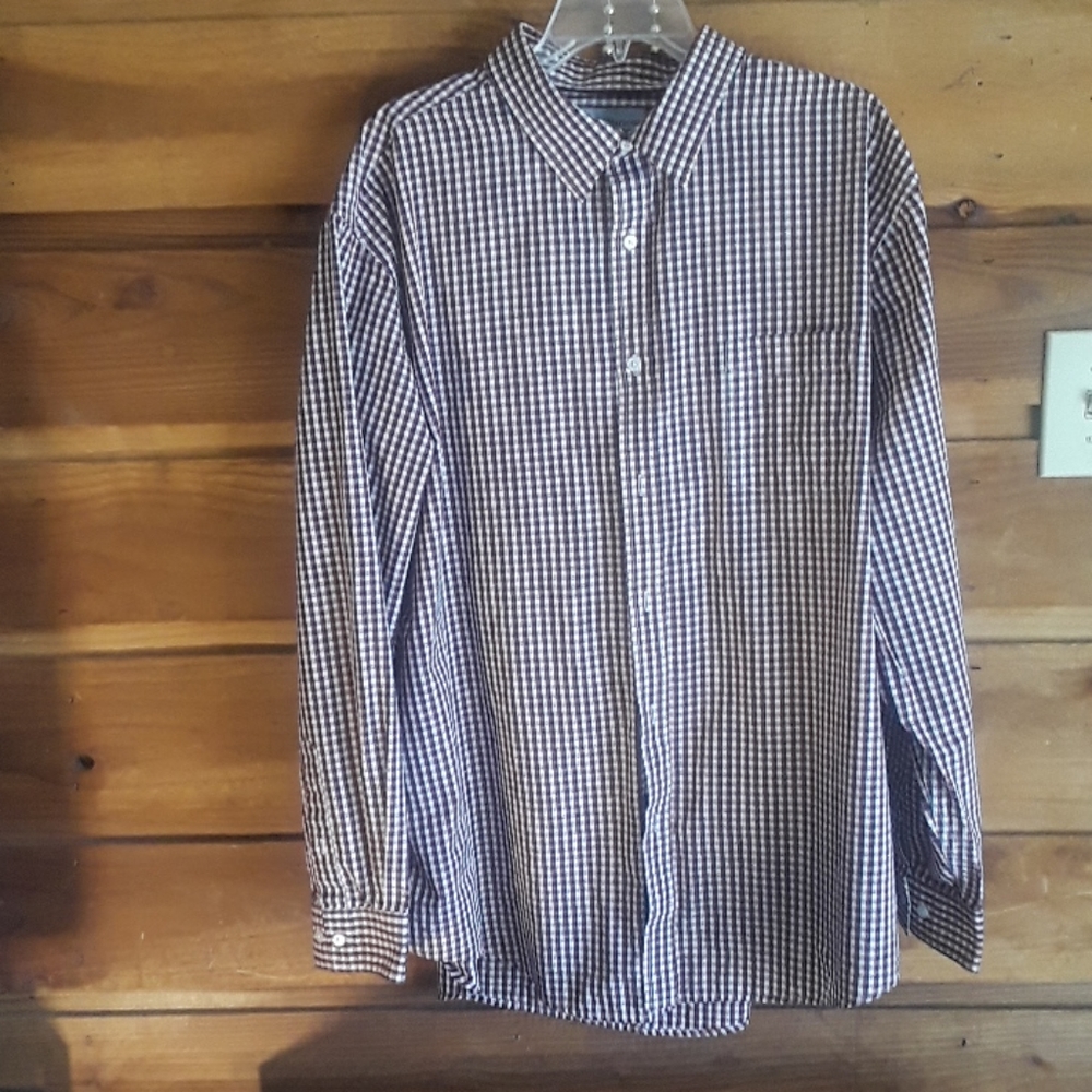 Crimson, Black and White checkered dress shirt
